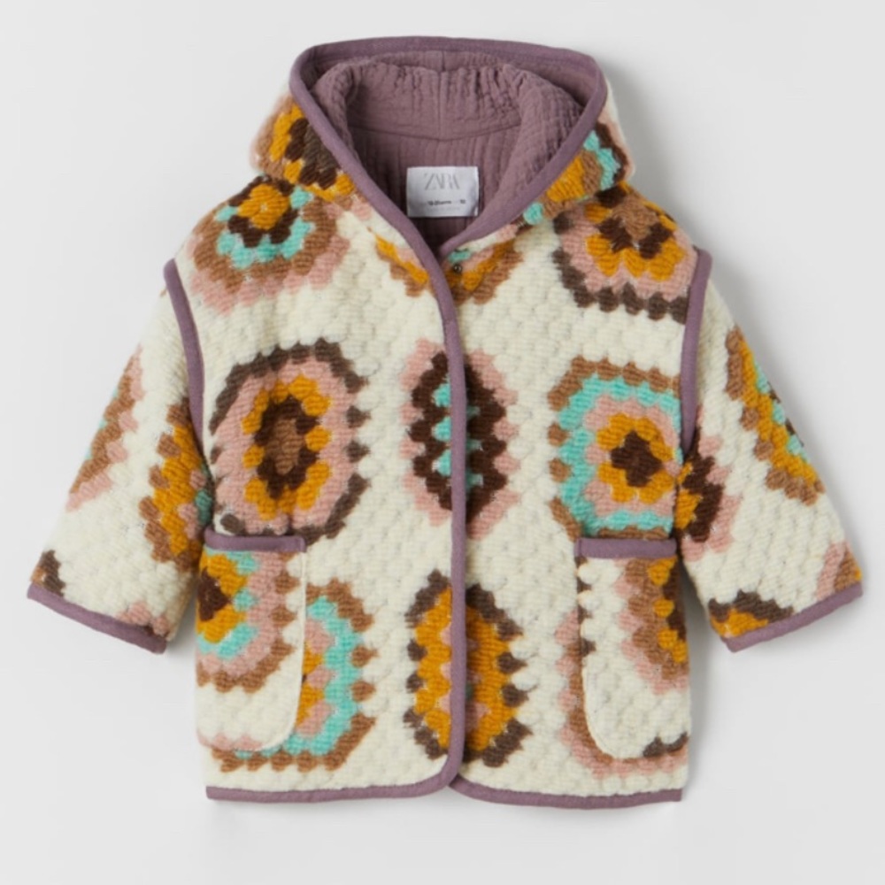 NWT Zara baby girl crochet coat 3/4yr